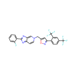 Fc1ccccc1-c1nc2ccn(Cc3cc(-c4ccc(C(F)(F)F)cc4C(F)(F)F)no3)cc-2n1 ZINC000103268790