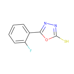 Fc1ccccc1-c1nnc(S)o1 ZINC000005867614