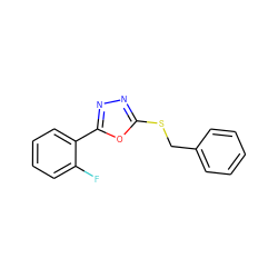 Fc1ccccc1-c1nnc(SCc2ccccc2)o1 ZINC000005900586