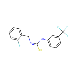 Fc1ccccc1C/N=C(/S)Nc1cccc(C(F)(F)F)c1 ZINC000008683483