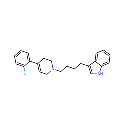 Fc1ccccc1C1=CCN(CCCCc2c[nH]c3ccccc23)CC1 ZINC000013728586