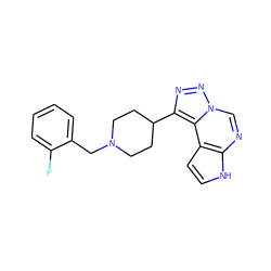 Fc1ccccc1CN1CCC(c2nnn3cnc4[nH]ccc4c23)CC1 ZINC001772614046