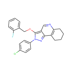 Fc1ccccc1COc1c2cnc3c(c2nn1-c1ccc(Cl)cc1)CCCC3 ZINC000066099158