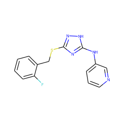 Fc1ccccc1CSc1n[nH]c(Nc2cccnc2)n1 ZINC000014964350