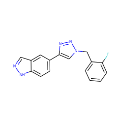 Fc1ccccc1Cn1cc(-c2ccc3[nH]ncc3c2)nn1 ZINC000066077196