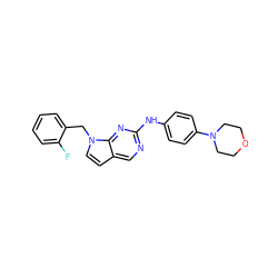 Fc1ccccc1Cn1ccc2cnc(Nc3ccc(N4CCOCC4)cc3)nc21 ZINC000045364758