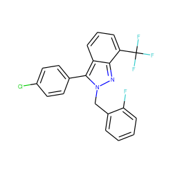 Fc1ccccc1Cn1nc2c(C(F)(F)F)cccc2c1-c1ccc(Cl)cc1 ZINC000040422553