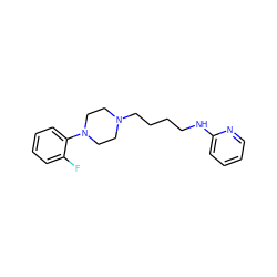 Fc1ccccc1N1CCN(CCCCNc2ccccn2)CC1 ZINC000058590924