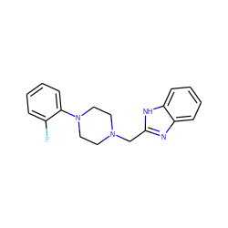 Fc1ccccc1N1CCN(Cc2nc3ccccc3[nH]2)CC1 ZINC000013581139