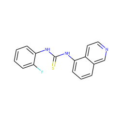 Fc1ccccc1NC(=S)Nc1cccc2cnccc12 ZINC000013685083