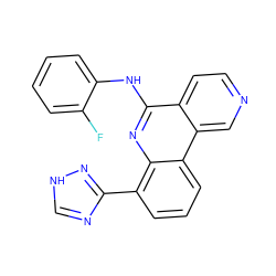 Fc1ccccc1Nc1nc2c(-c3nc[nH]n3)cccc2c2cnccc12 ZINC000073159959