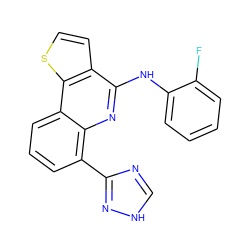 Fc1ccccc1Nc1nc2c(-c3nc[nH]n3)cccc2c2sccc12 ZINC000084634534