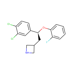 Fc1ccccc1O[C@@H](CC1CNC1)c1ccc(Cl)c(Cl)c1 ZINC000299837141