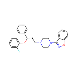 Fc1ccccc1O[C@@H](CCN1CCN(c2noc3ccccc23)CC1)c1ccccc1 ZINC000013530530