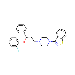 Fc1ccccc1O[C@@H](CCN1CCN(c2nsc3ccccc23)CC1)c1ccccc1 ZINC000013530524