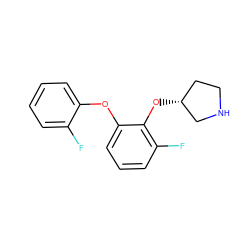 Fc1ccccc1Oc1cccc(F)c1O[C@@H]1CCNC1 ZINC000066112224