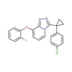 Fc1ccccc1Oc1cccn2c(C3(c4ccc(Cl)cc4)CC3)nnc12 ZINC000098207959