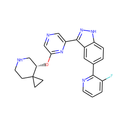 Fc1cccnc1-c1ccc2[nH]nc(-c3cncc(O[C@H]4CNCCC45CC5)n3)c2c1 ZINC000299865372