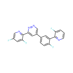 Fc1cnc(-c2cc(-c3ccc(F)c(-c4ncccc4F)c3)cnn2)c(F)c1 ZINC000013686164