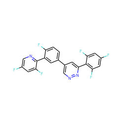 Fc1cnc(-c2cc(-c3cnnc(-c4c(F)cc(F)cc4F)c3)ccc2F)c(F)c1 ZINC000003939420