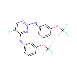 Fc1cnc(Nc2cccc(OC(F)(F)F)c2)nc1Nc1cccc(OC(F)(F)F)c1 ZINC000114329379