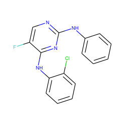 Fc1cnc(Nc2ccccc2)nc1Nc1ccccc1Cl ZINC000089469959