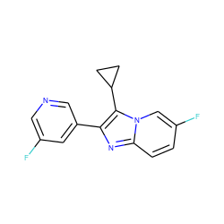 Fc1cncc(-c2nc3ccc(F)cn3c2C2CC2)c1 ZINC000204970232