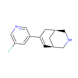 Fc1cncc(C2=C[C@@H]3CNC[C@H](C2)C3)c1 ZINC000095576878