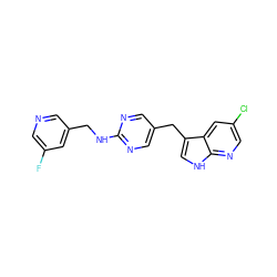 Fc1cncc(CNc2ncc(Cc3c[nH]c4ncc(Cl)cc34)cn2)c1 ZINC000117421651