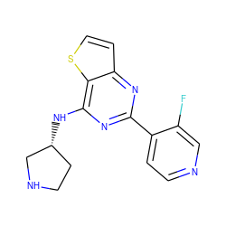 Fc1cnccc1-c1nc(N[C@@H]2CCNC2)c2sccc2n1 ZINC000223676943