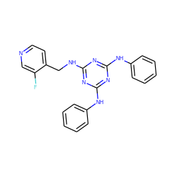 Fc1cnccc1CNc1nc(Nc2ccccc2)nc(Nc2ccccc2)n1 ZINC001772607021