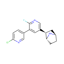 Fc1ncc([C@H]2C[C@H]3CC[C@H]2N3)cc1-c1ccc(Cl)nc1 ZINC000103249602