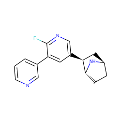 Fc1ncc([C@H]2C[C@H]3CC[C@H]2N3)cc1-c1cccnc1 ZINC000103249597