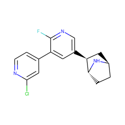 Fc1ncc([C@H]2C[C@H]3CC[C@H]2N3)cc1-c1ccnc(Cl)c1 ZINC000103249591