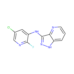 Fc1ncc(Cl)cc1Nc1n[nH]c2cccnc12 ZINC000167010433