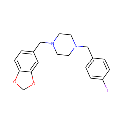 Ic1ccc(CN2CCN(Cc3ccc4c(c3)OCO4)CC2)cc1 ZINC000071297035