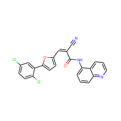 N#C/C(=C/c1ccc(-c2cc(Cl)ccc2Cl)o1)C(=O)Nc1cccc2ncccc12 ZINC000033283035