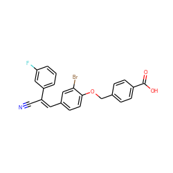 N#C/C(=C/c1ccc(OCc2ccc(C(=O)O)cc2)c(Br)c1)c1cccc(F)c1 ZINC000012393085