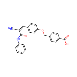 N#C/C(=C/c1ccc(OCc2ccc(C(=O)O)cc2)cc1)C(=O)Nc1ccccc1 ZINC000013546333