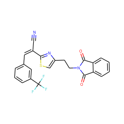 N#C/C(=C/c1cccc(C(F)(F)F)c1)c1nc(CCN2C(=O)c3ccccc3C2=O)cs1 ZINC000008672476