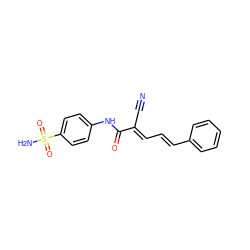 N#C/C(=C\C=C\c1ccccc1)C(=O)Nc1ccc(S(N)(=O)=O)cc1 ZINC000095586949