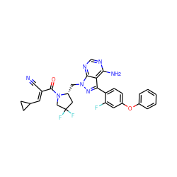 N#C/C(=C\C1CC1)C(=O)N1CC(F)(F)C[C@H]1Cn1nc(-c2ccc(Oc3ccccc3)cc2F)c2c(N)ncnc21 ZINC000211018688