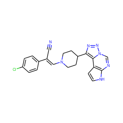 N#C/C(=C\N1CCC(c2nnn3cnc4[nH]ccc4c23)CC1)c1ccc(Cl)cc1 ZINC001772629828