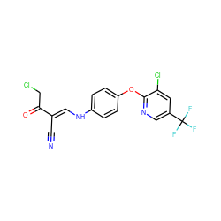 N#C/C(=C\Nc1ccc(Oc2ncc(C(F)(F)F)cc2Cl)cc1)C(=O)CCl ZINC000100333871