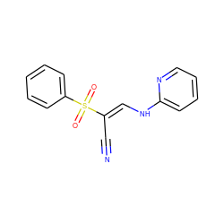 N#C/C(=C\Nc1ccccn1)S(=O)(=O)c1ccccc1 ZINC000100048099