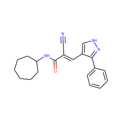 N#C/C(=C\c1c[nH]nc1-c1ccccc1)C(=O)NC1CCCCCC1 ZINC000002769099