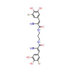 N#C/C(=C\c1cc(O)c(O)c(Br)c1)C(=O)NCCCNC(=O)/C(C#N)=C/c1cc(O)c(O)c(Br)c1 ZINC000006007124