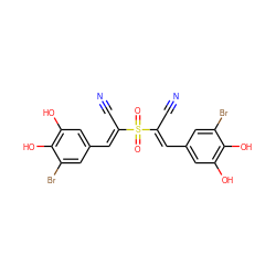 N#C/C(=C\c1cc(O)c(O)c(Br)c1)S(=O)(=O)/C(C#N)=C/c1cc(O)c(O)c(Br)c1 ZINC000014944887