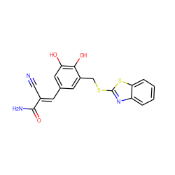 N#C/C(=C\c1cc(O)c(O)c(CSc2nc3ccccc3s2)c1)C(N)=O ZINC000012352695