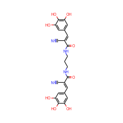 N#C/C(=C\c1cc(O)c(O)c(O)c1)C(=O)NCCCNC(=O)/C(C#N)=C/c1cc(O)c(O)c(O)c1 ZINC000005538355